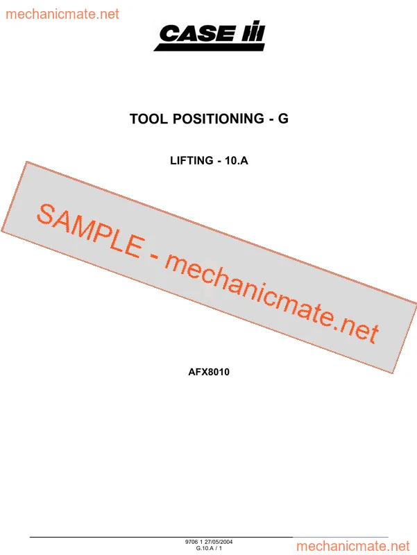 Case IH AFX8010 Workshop, Service & Repair Manual PDF (2004)