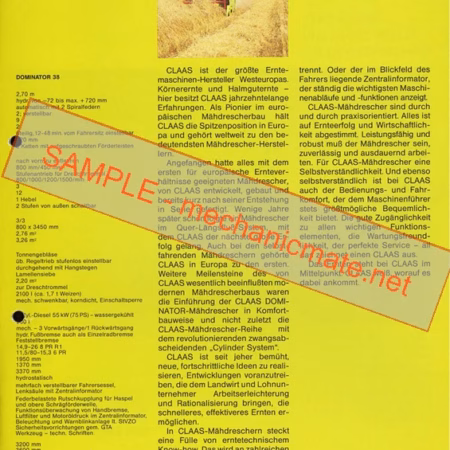 Claas Dominator 58/48/38 Workshop Service Repair Manual PDF