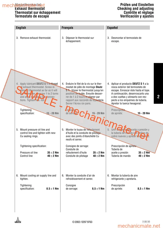 Deutz 912/913 Workshop Service and Repair Manual PDF (2002)