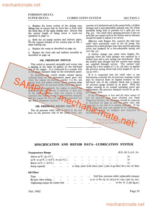 Ford Fordson Dexta Service Manual PDF (1958)