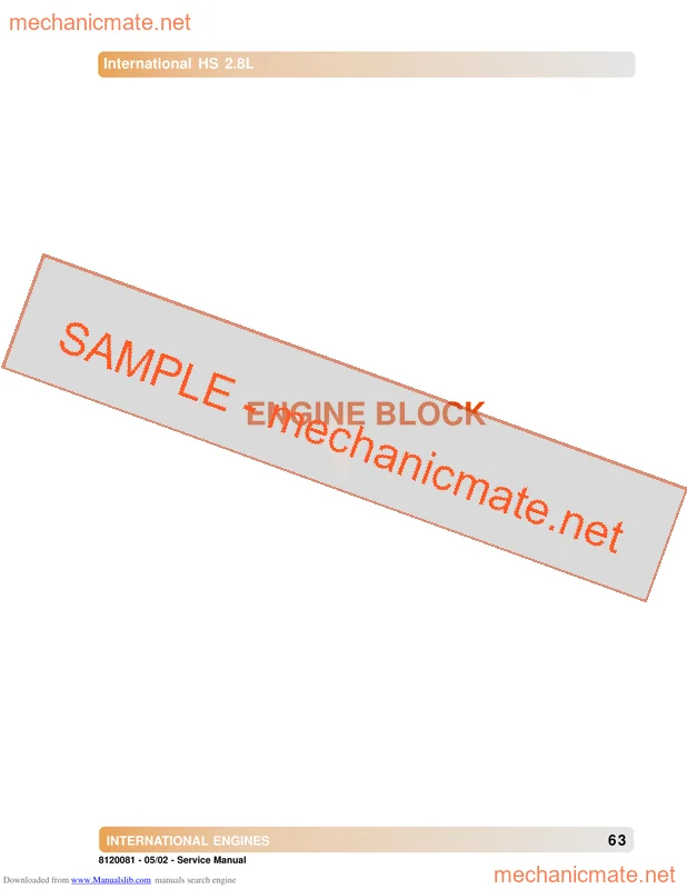 Intl HS 2.8L Workshop, Service & Repair Manual PDF (2002)