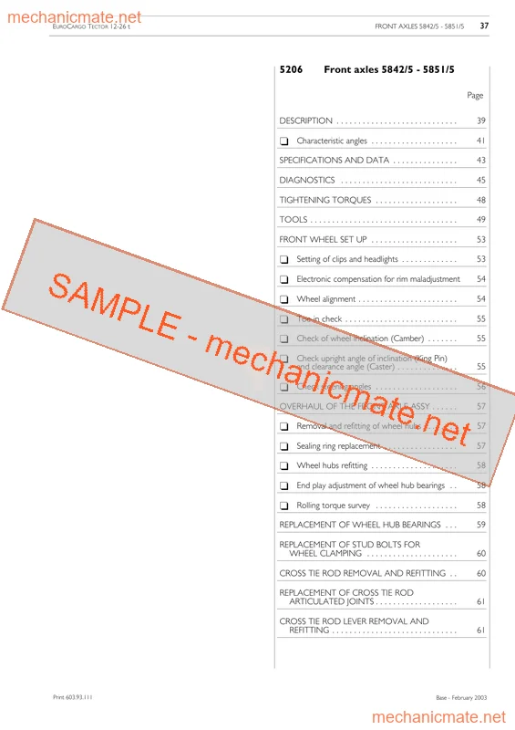 Iveco Eurocargo Tector 12-26T Service Manual PDF (2003)