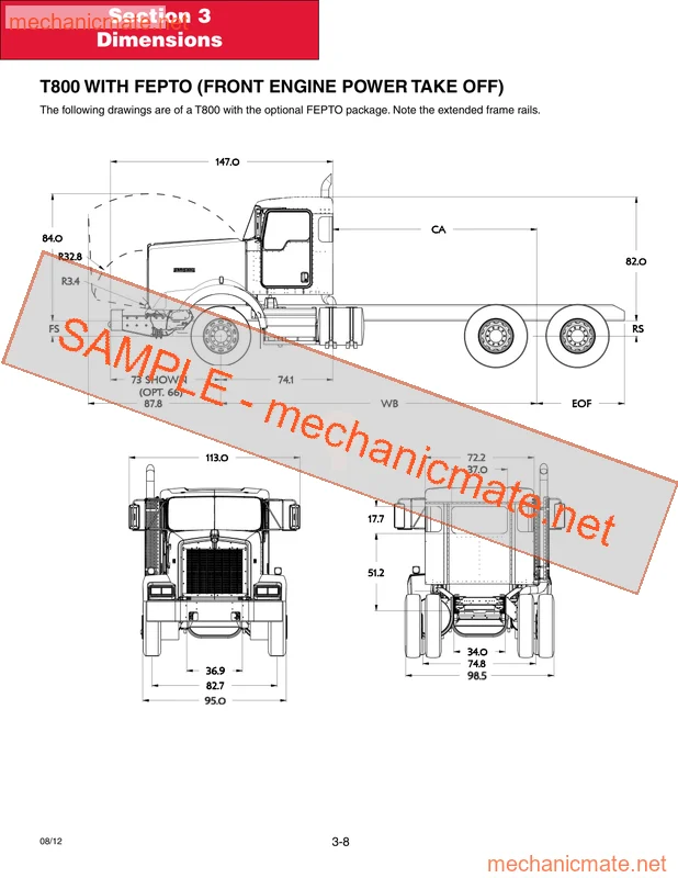 Kenworth T800/W900/C500 Body Svc & Repair Manual PDF (2012)