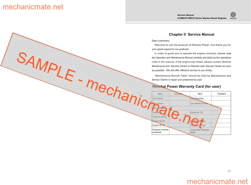Weichai WD10 Workshop, Service & Repair Manual PDF (All)