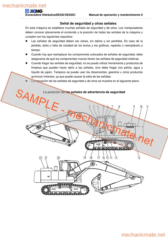 XCMG XE230/XE250C Workshop, Service and Repair Manual PDF